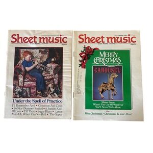 Lot of 2 Vintage Sheet Music Magazine 1986 1987 Easy Piano Guitar Carousel Retro
